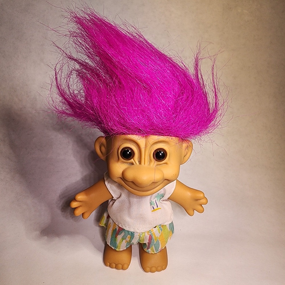 Troll Doll 4 1/2" Russ Boy in‎ Shorts Purple Hair